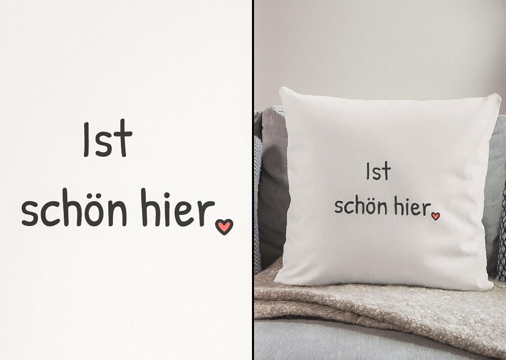 Foto eines ernst blickenden Mannes, der ein Baseballshirt trägt mit dem Aufdruck „Ich bin Geschenk genug“ mit kleinem roten Herz und darunter eine freundliche Strichfigur mit Weihnachtsmütze, die selbst als Geschenk eingepackt dasteht.